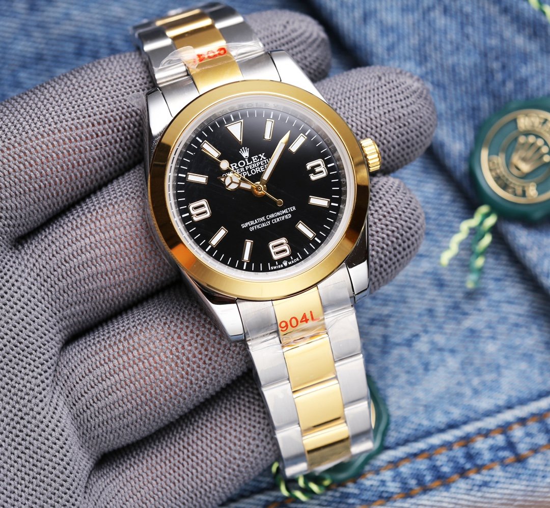 EXPLORER 41MM GOLD STEEL BLACK DIAL