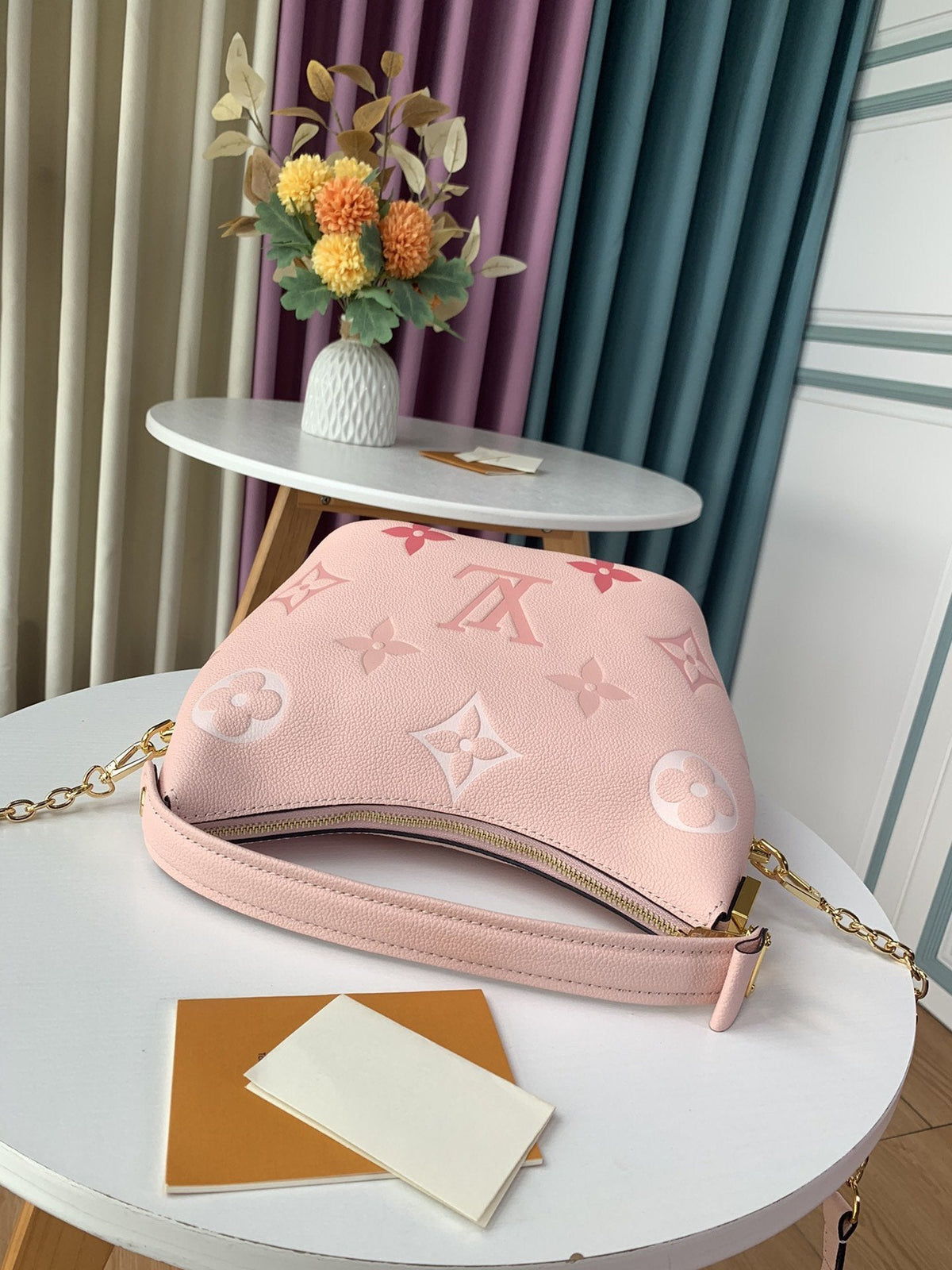 MASHMALLOW HOBO BAG BOUTON DE ROSE PINK GRAINED COWHIDE LEATHER