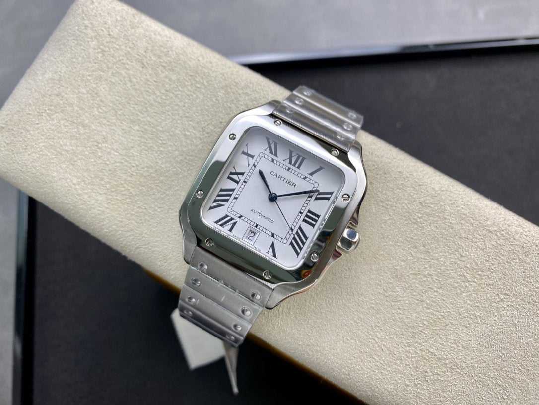 SANTOS DE CARTIE LARGE STEEL CASE WHITE DIAL