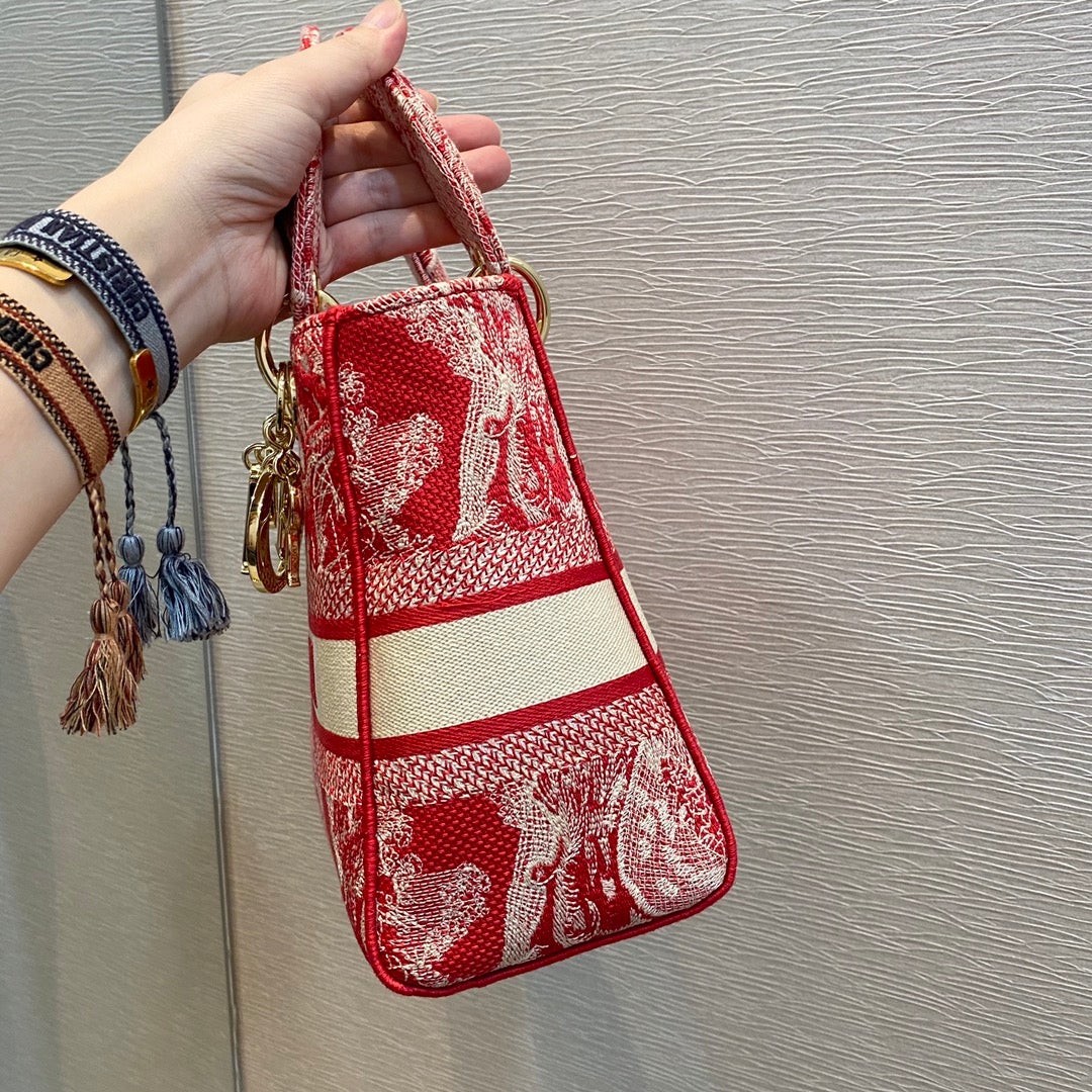 MEDIUM LADY D-LITE 24 RED MULTI COLOR EMBROIDERY