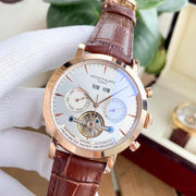 PATEK ANNUAL CALENDAR 42MM TOURBILLON LEATHER STRAP