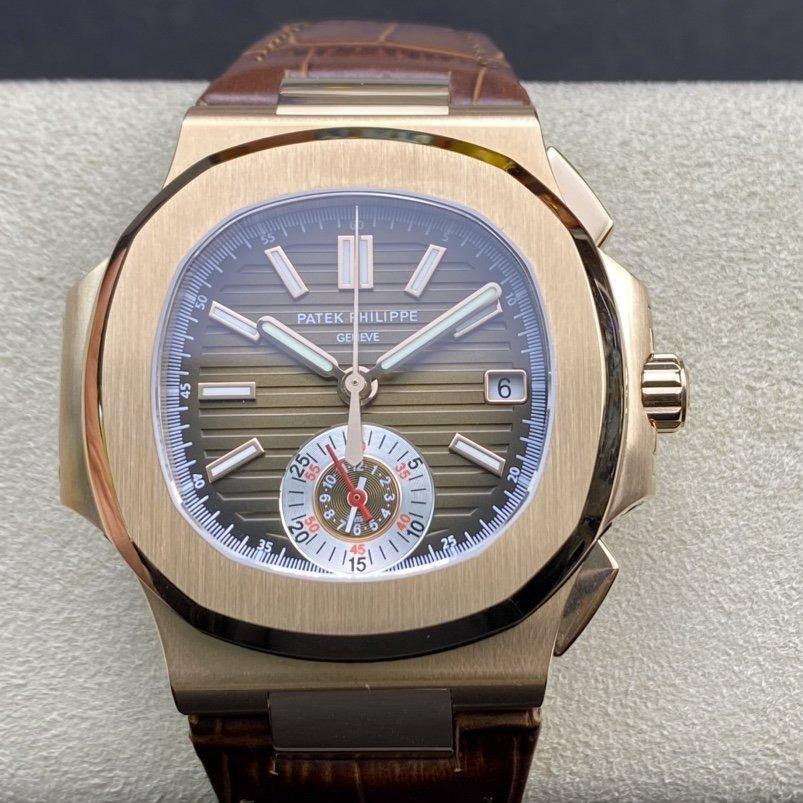 PATEK NAUTILUS 5980R-001 ROSE GOLD CHRONOGRAPH LEATHER