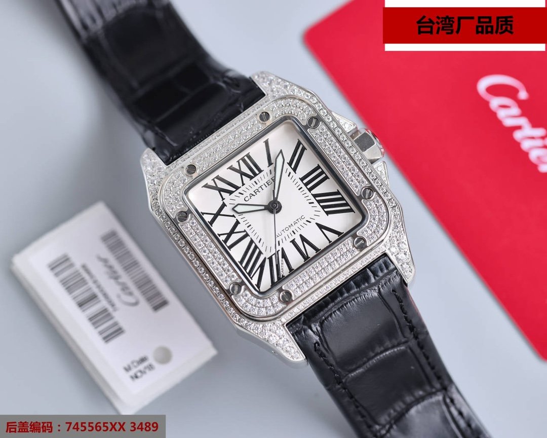 SANTOS 100XL 42MM DIAMOND STEEL CASE