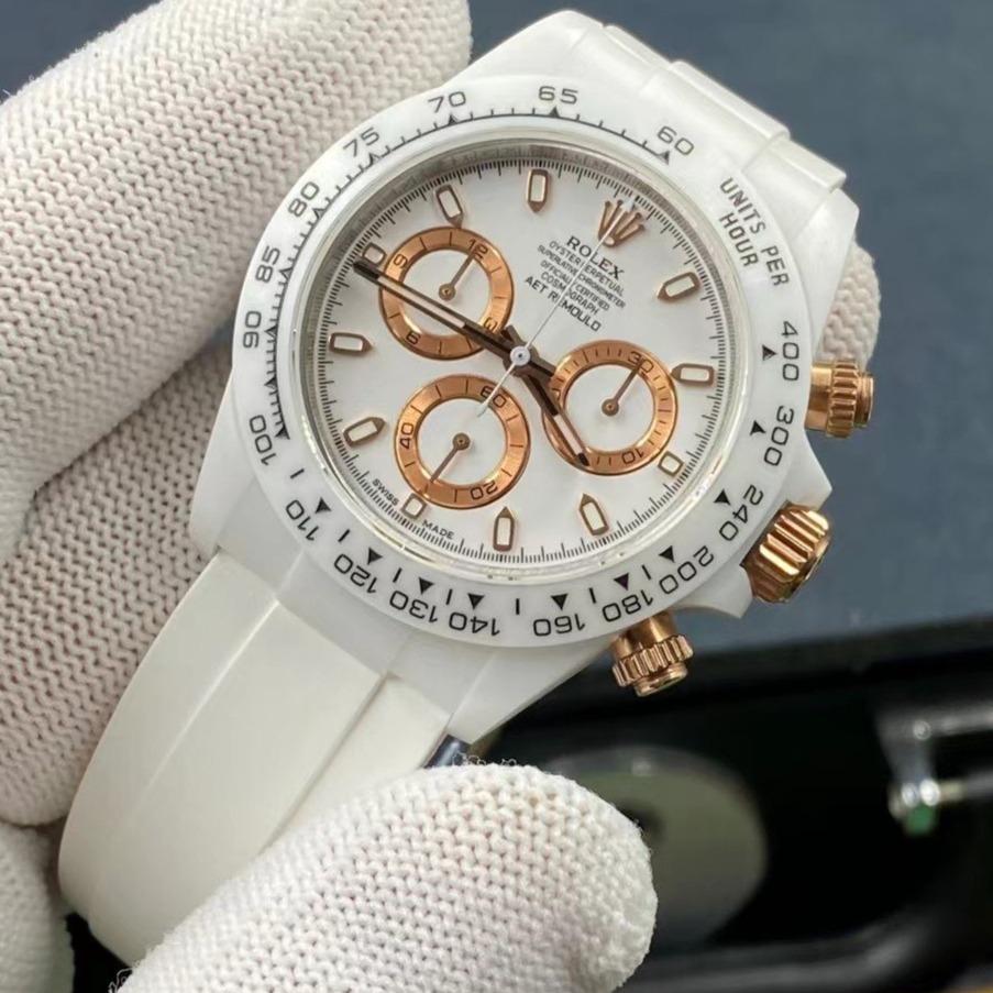 DAYTONA CUSTOM 40MM WHITE CERAMIC YELLOW WHITE DIAL