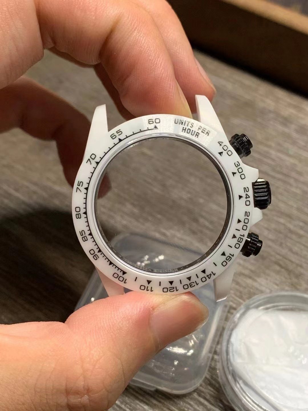 DAYTONA CUSTOM AET 40MM CUSTOM WHITE CERAMIC BLACK WHITE DIAL