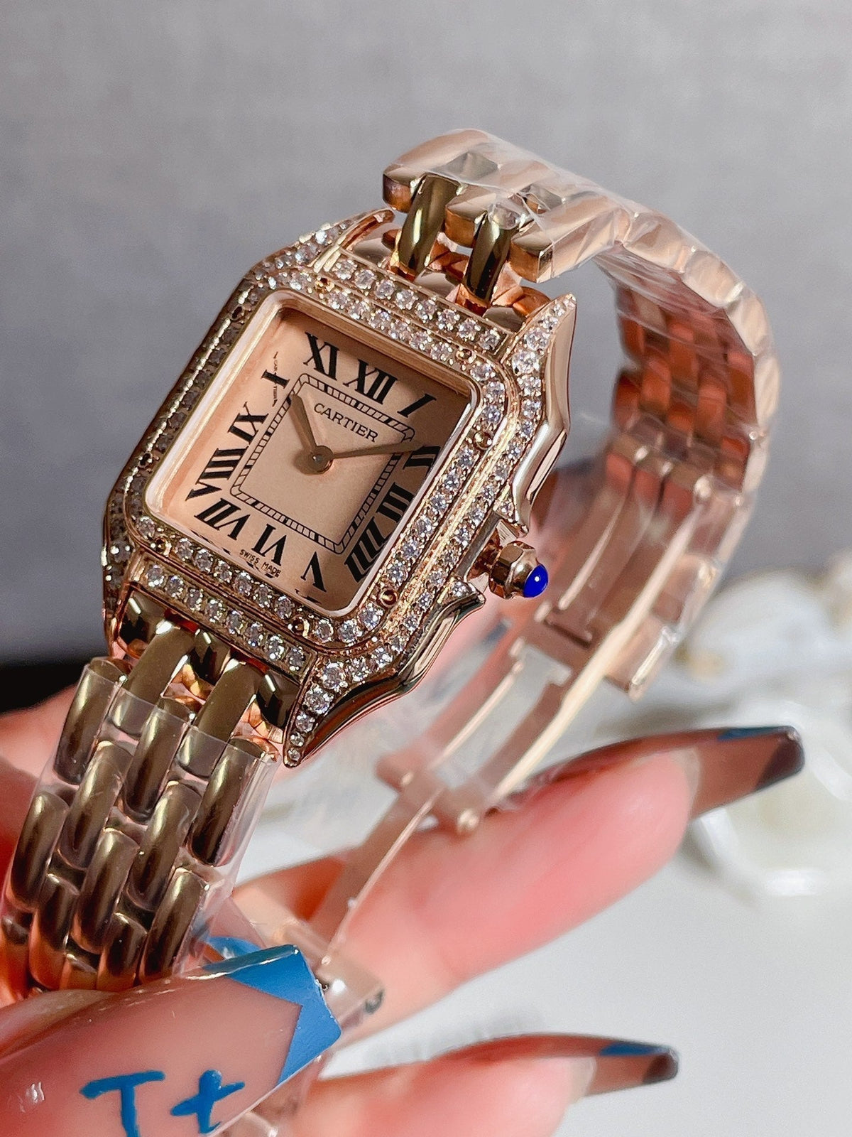 PANTHERE 27MM QUARTZ ROSE GOLD DIAMOND BEZEL