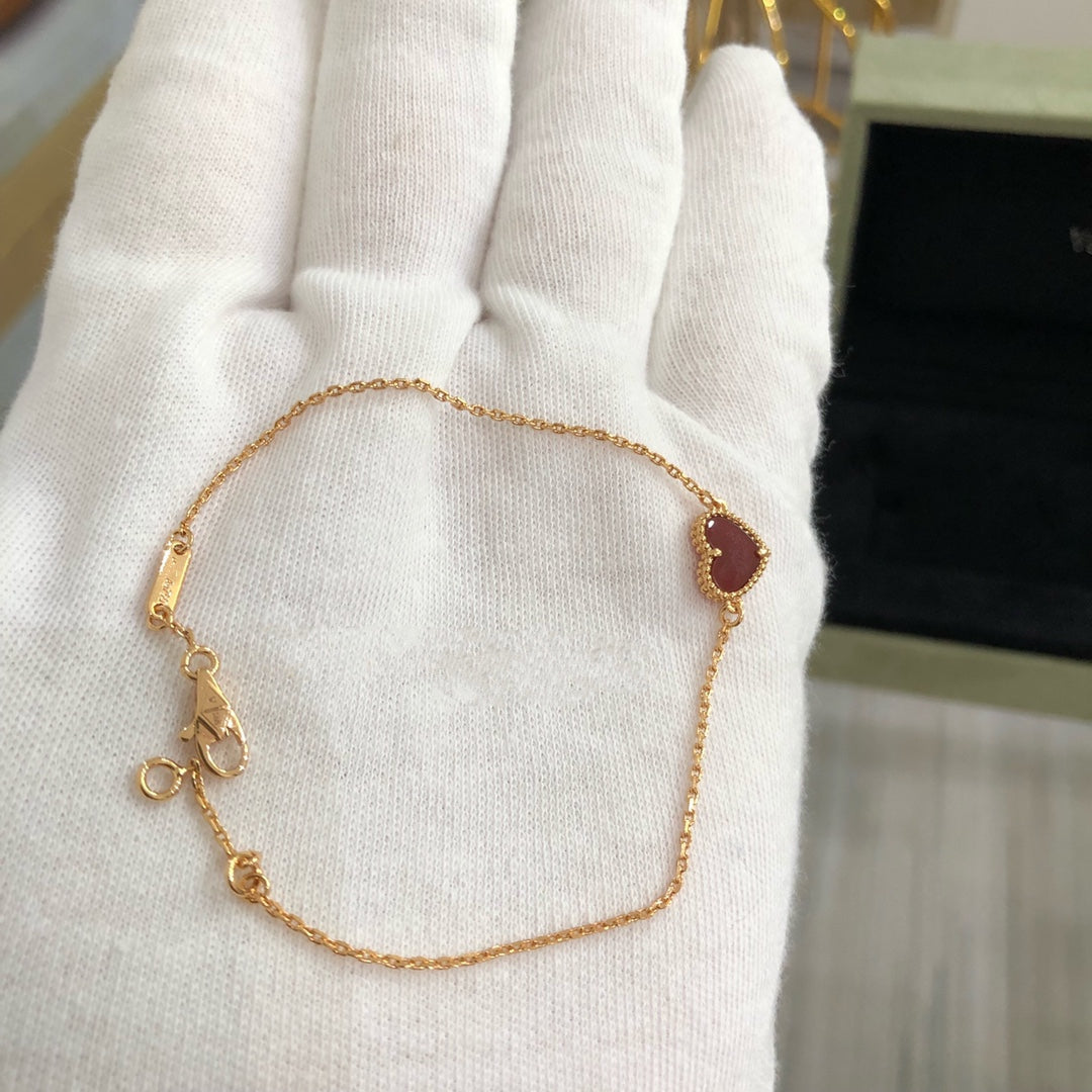 HEART CARNELIAN PINK GOLD NECKLACE