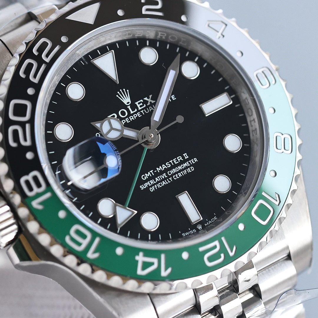 GMT-MASTER II CUSTOM GREEN BLACK BEZEL JUBILEE BRACELET