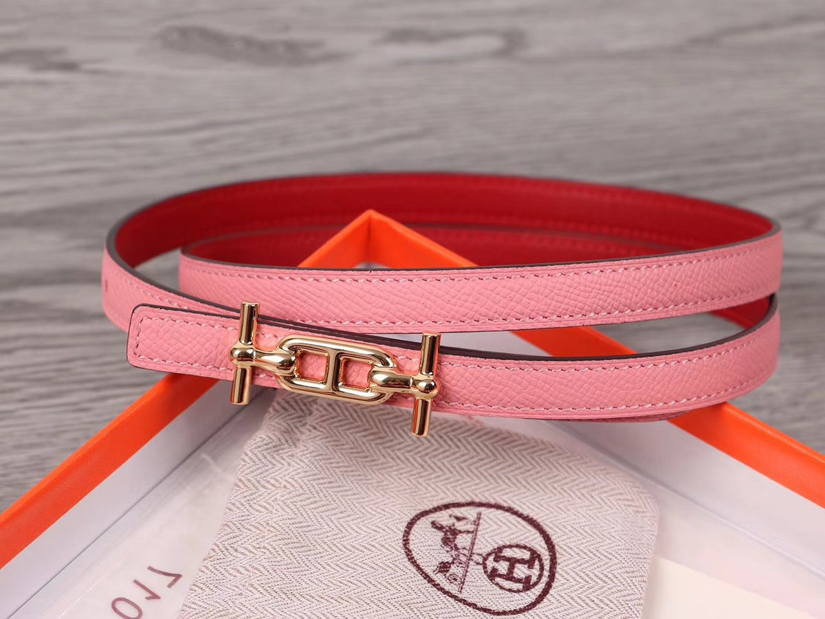 H BELT GOLD BUCKLE IMPORTED FROM ITALY LEATHER 13MM