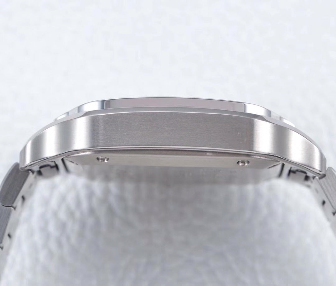 SANTOS LADY 35.1MM AUTOMATIC SILVER DIAMOND BEZEL