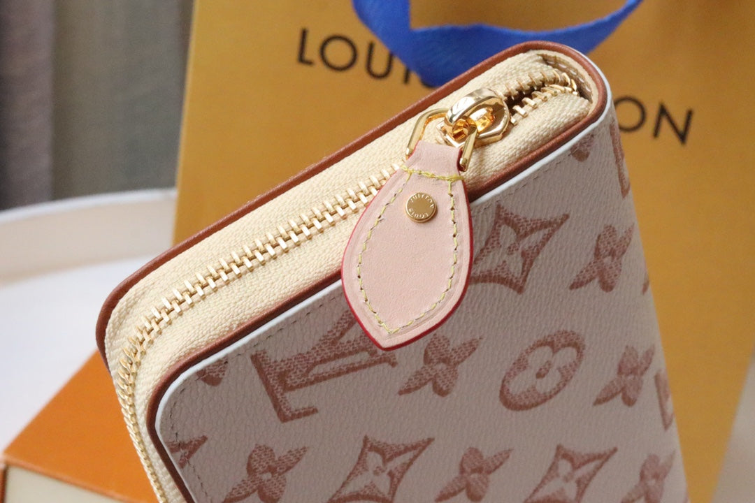 CLEMENCE WALLET 19.5 WHITE PINK MONOGRAM CANVAS