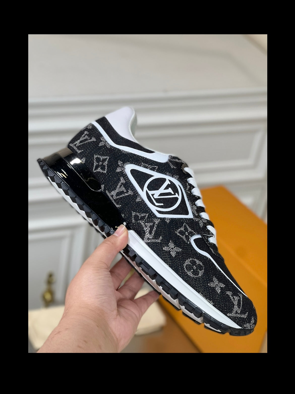 LV RUN AWAY SNEAKER IN BLACK DENIM FABRIC