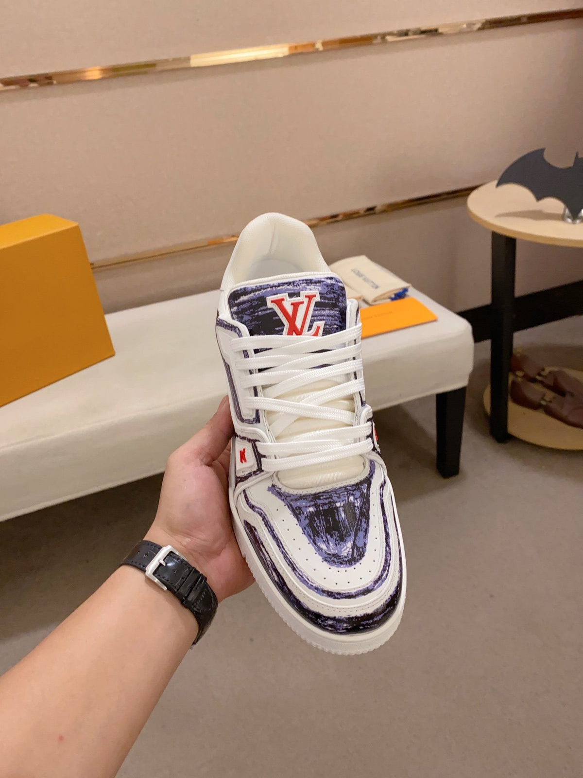 LV TRAINER SNEAKER BLUE WHITE
