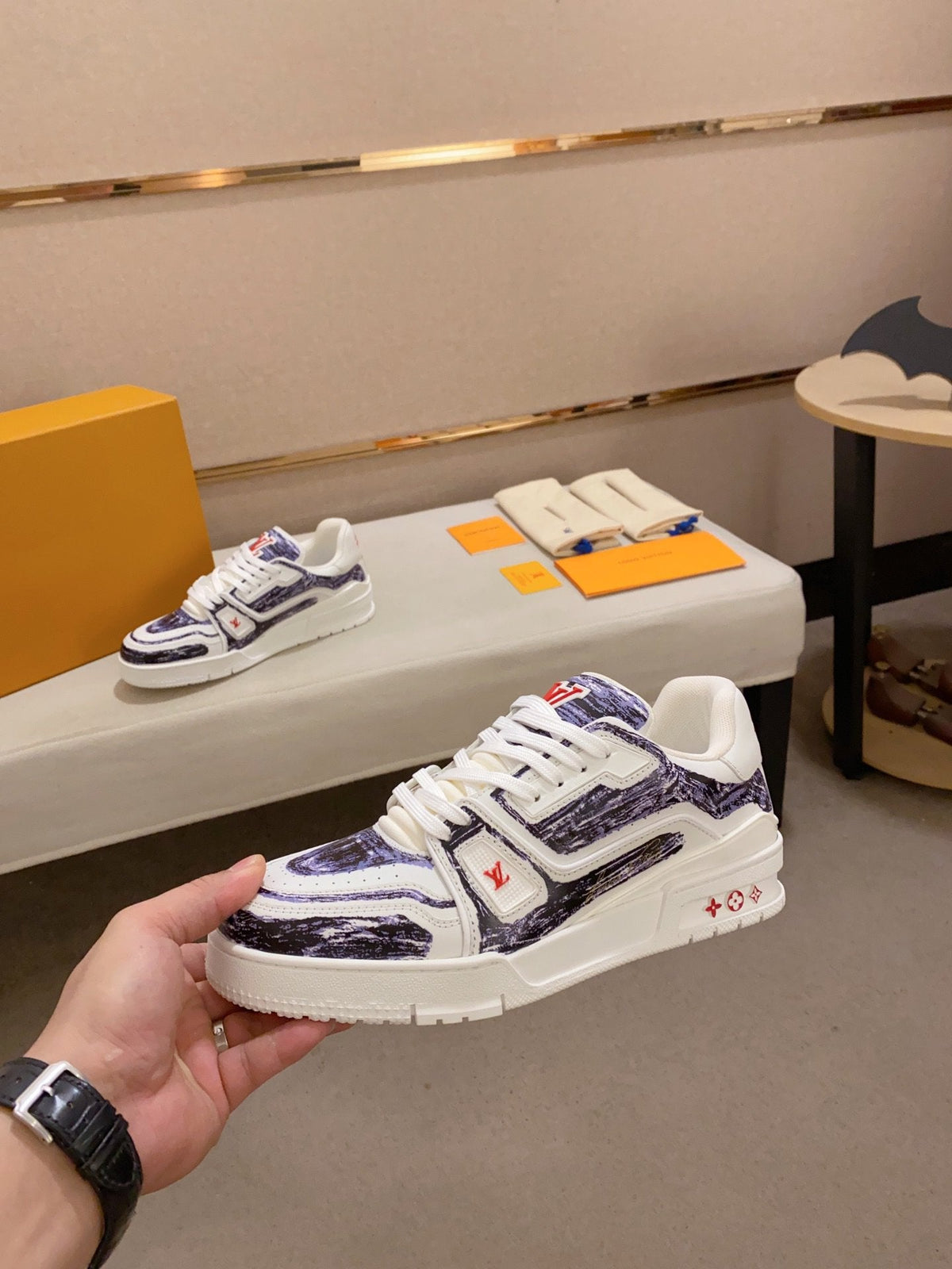 LV TRAINER SNEAKER BLUE WHITE