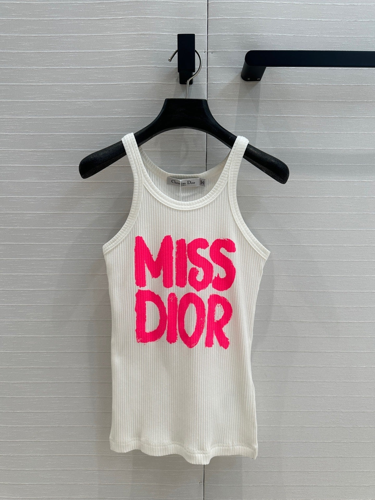 Miss CD Graffiti print striped vest
