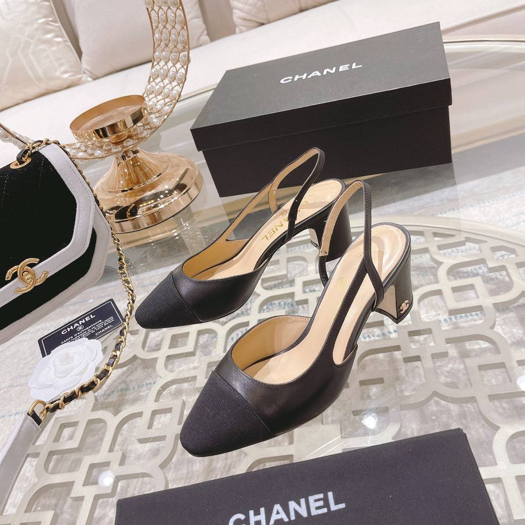 Chanel Slingback Pump Black Sheepskin 174550