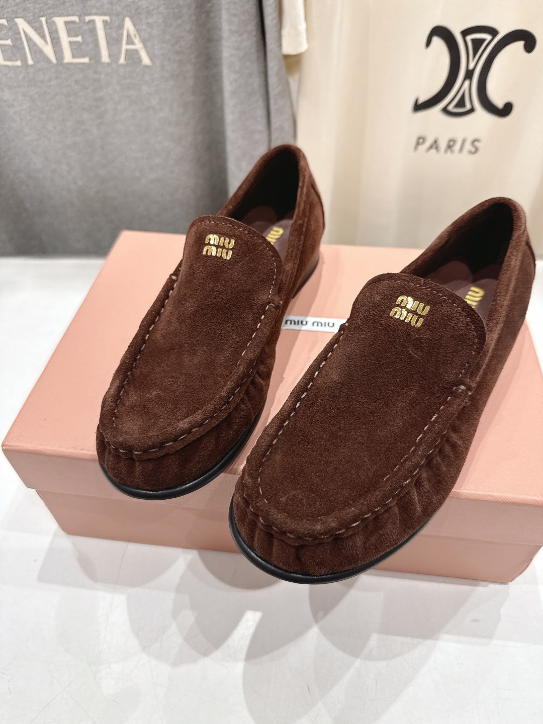 Miumiu 25 Loafer Brown Black Cowhide Suede 175774