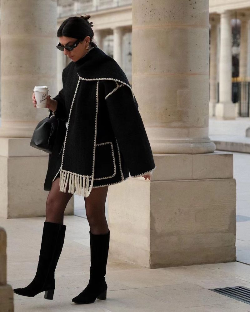 SUMA - Hepburn Style Woolen Cape Coat #MEJ8435