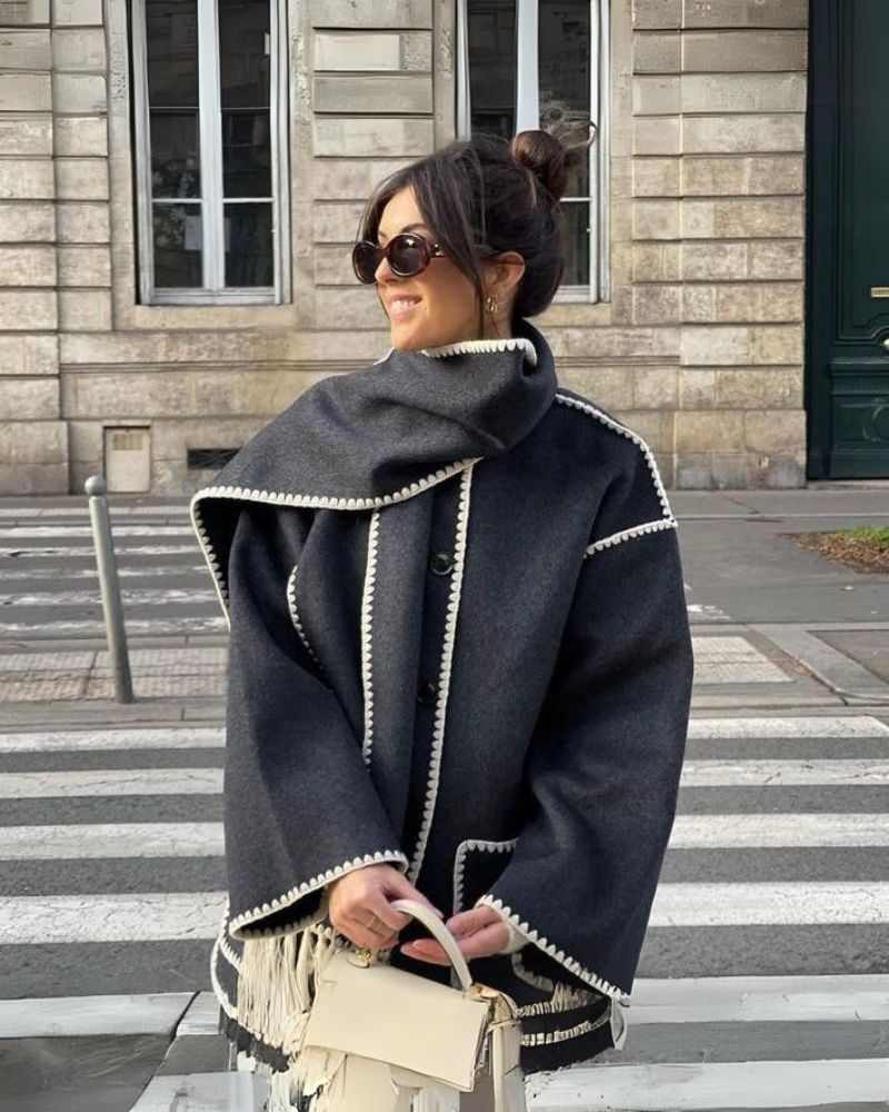 SUMA - Hepburn Style Woolen Cape Coat #MEJ8435