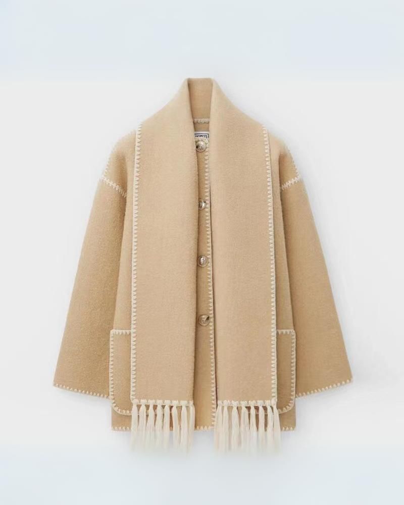 SUMA - Hepburn Style Woolen Cape Coat #MEJ8435