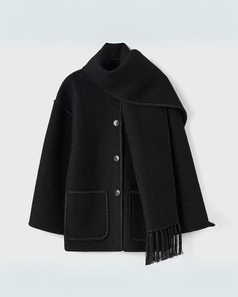 SUMA - Hepburn Style Woolen Cape Coat #MEJ8435