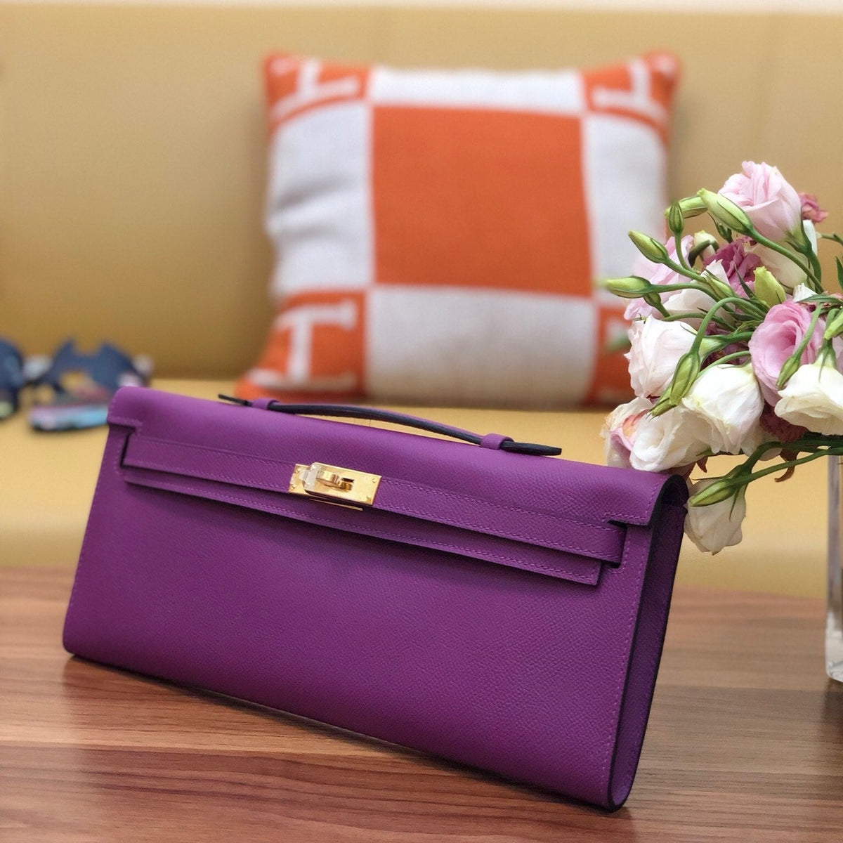 HM Kelly Cut 31cm Purple Swift Leather Ghw