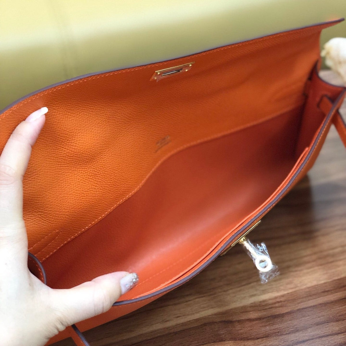 HM Kelly Cut 31cm Orange Swift Leather Ghw