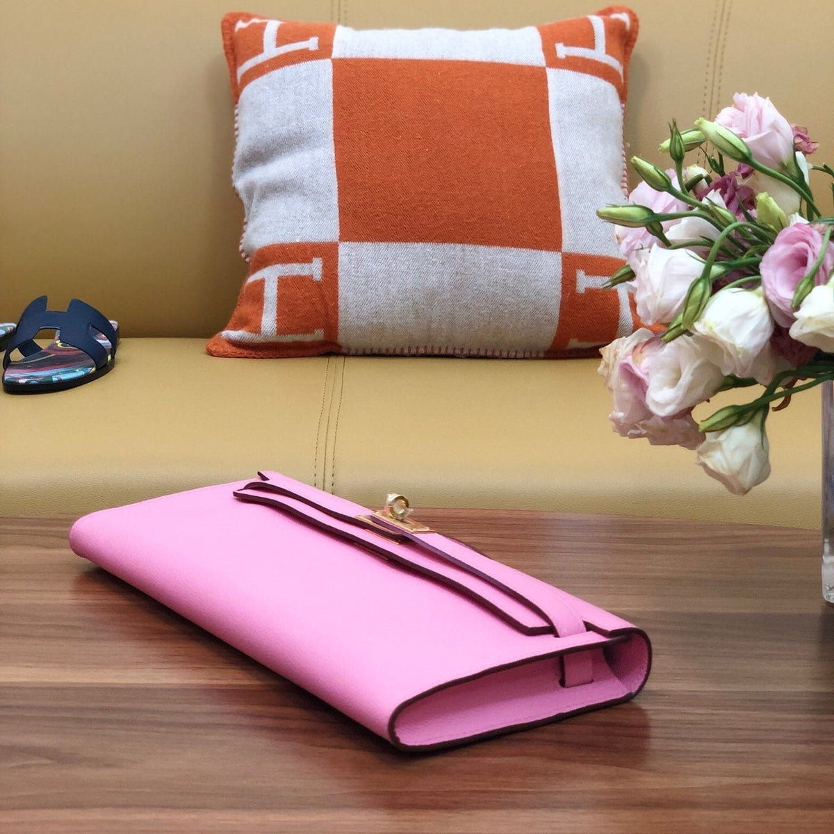 HM Kelly Cut 31cm Light Pink Swift Leather Ghw