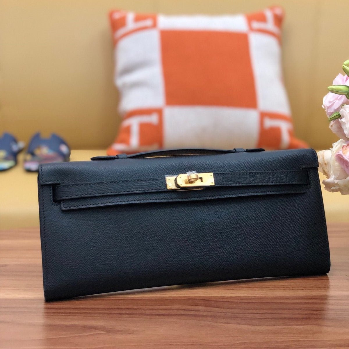 HM Kelly Cut 31cm Black Swift Leather Ghw