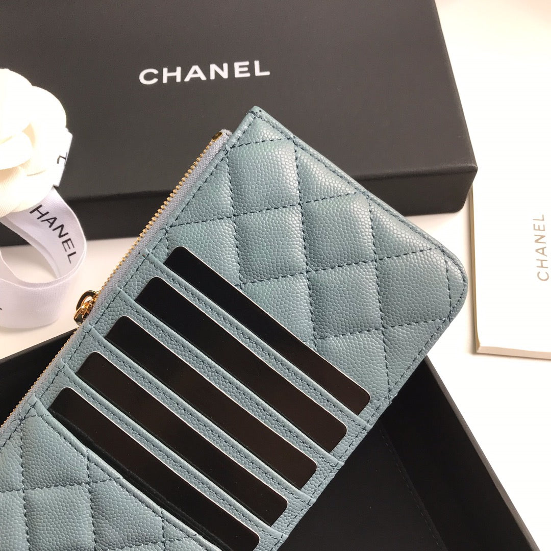 CC MOBILE PURSE 19.5 SAPPHIRE GRAINED CALFSKIN GOLD ICON