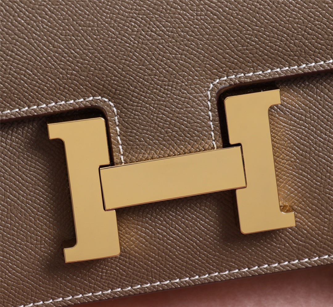 HM CONSTANCE BAGS 22 CHOCOLATE EPSOM GOLD HARDWARE