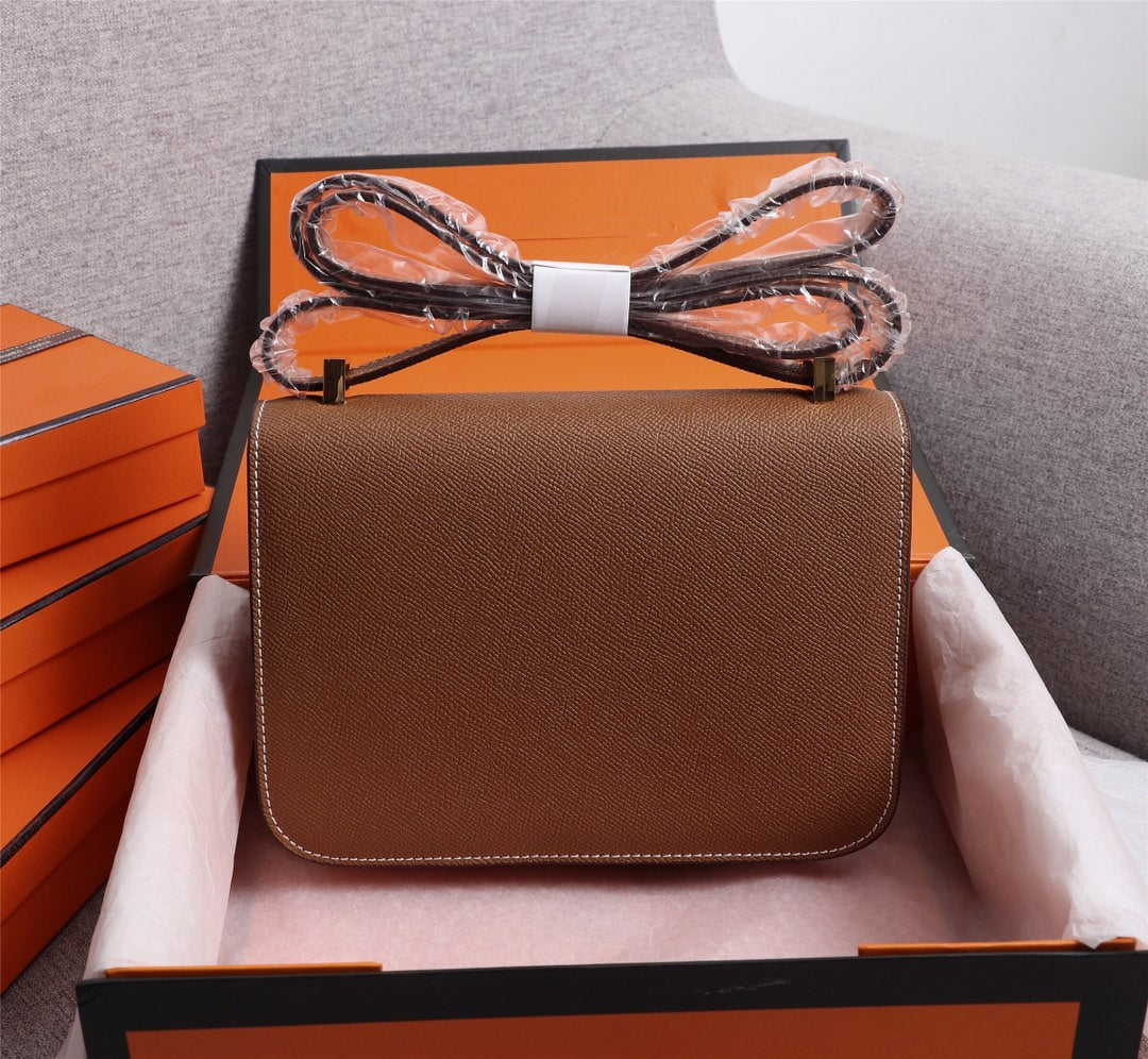 HM CONSTANCE BAGS 22 RUSSET EPSOM GOLD HARDWARE