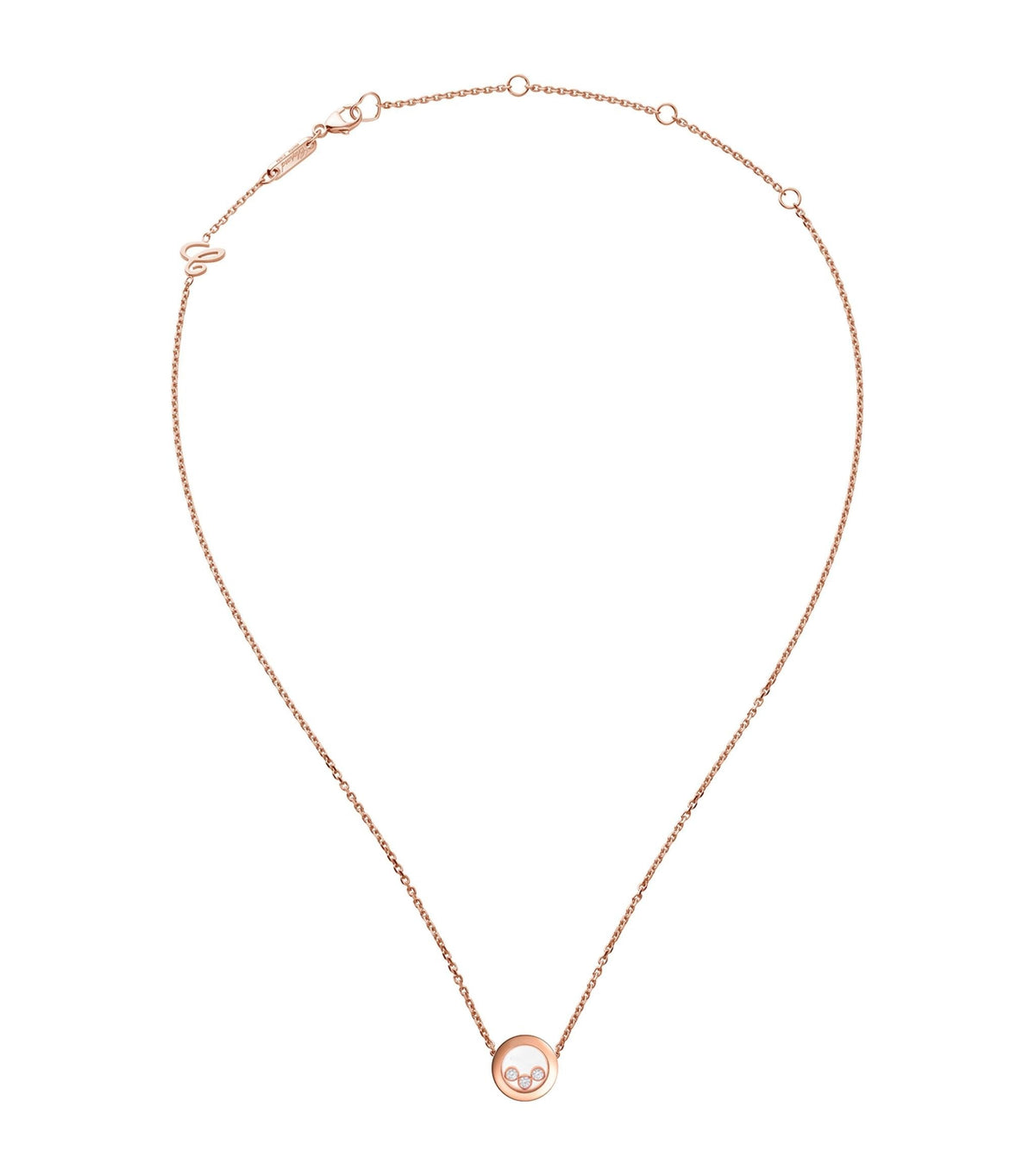 HAPPY PEDANT PINK GOLD 3 DIAMOND NECKLACE