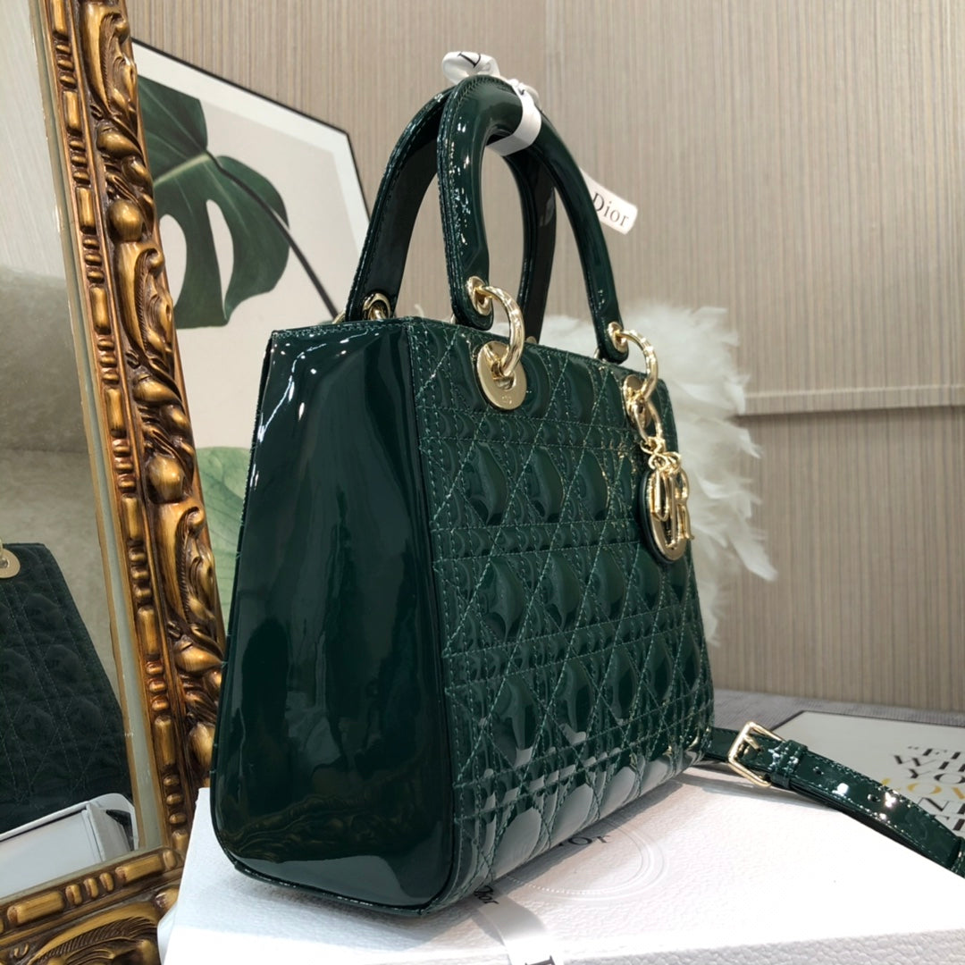 medium lady 24 blue green patent calfskin