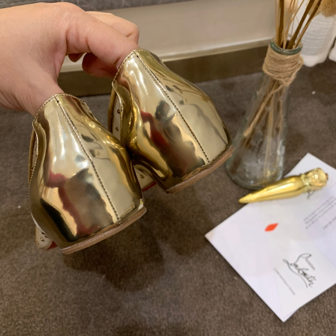 CL Follies Strass Flats Mesh Leather Gold