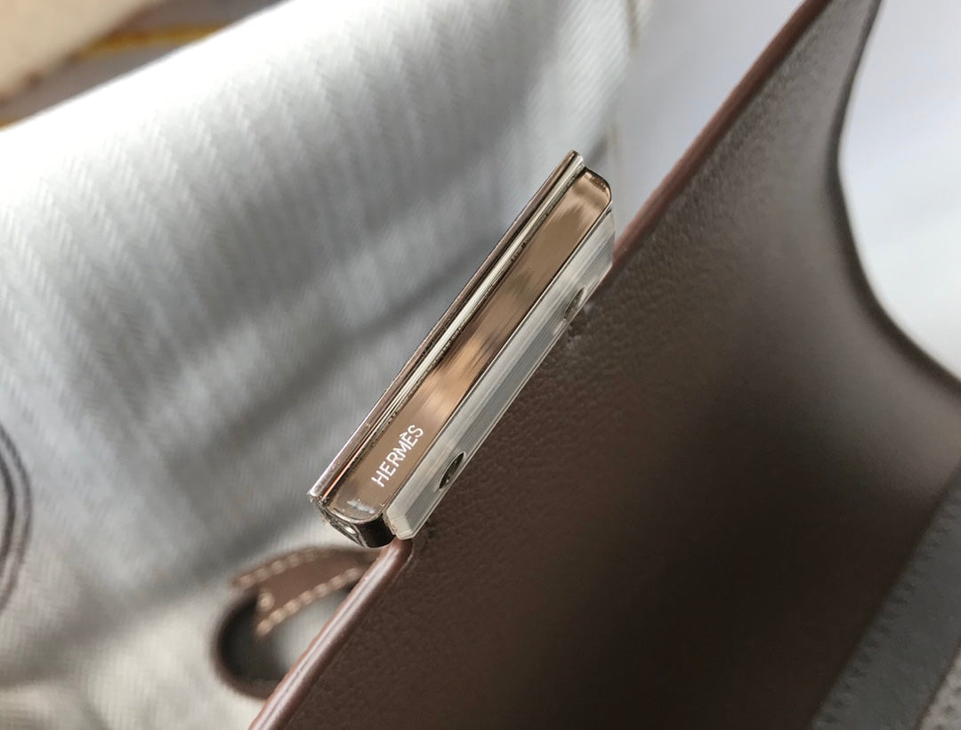 HM CONSTANCE BAG GREY EPSOM LEATHER SILVER HARDWARE