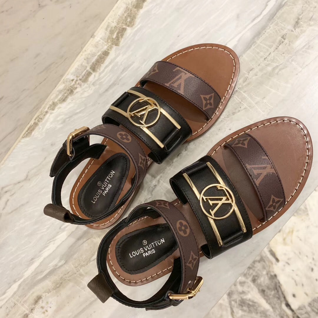 LV Academy Flat Sandal Dark Brown Cowhide