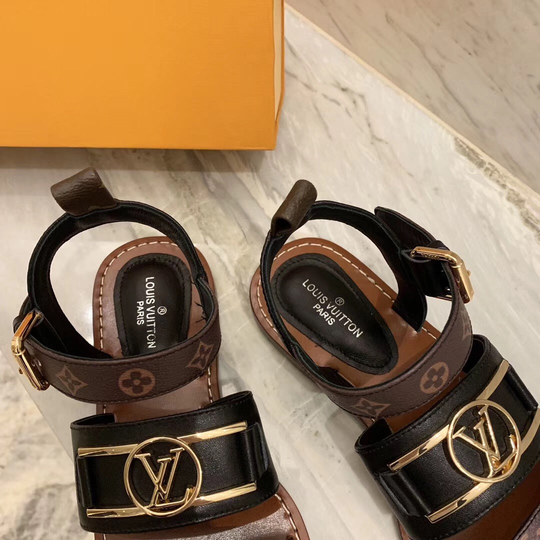 LV Academy Flat Sandal Dark Brown Cowhide