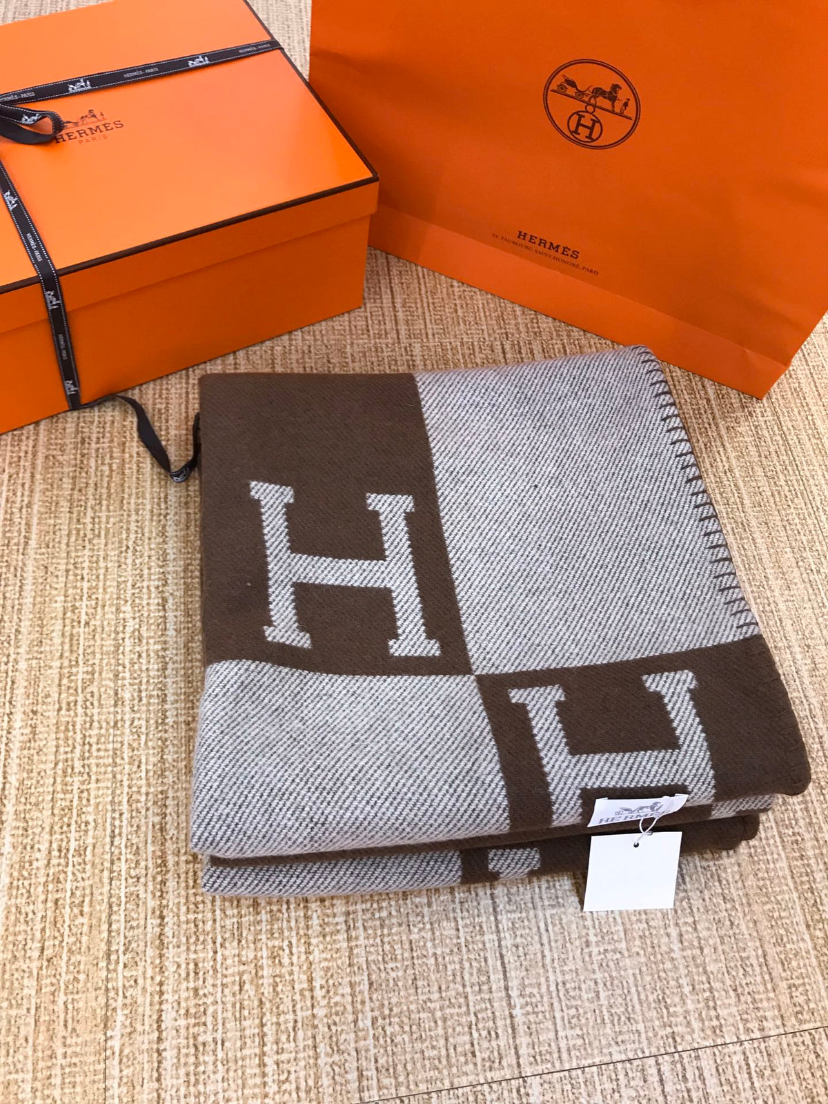 HM Avalon Blanket Brown Mix Gray Cashmere Wool 762022