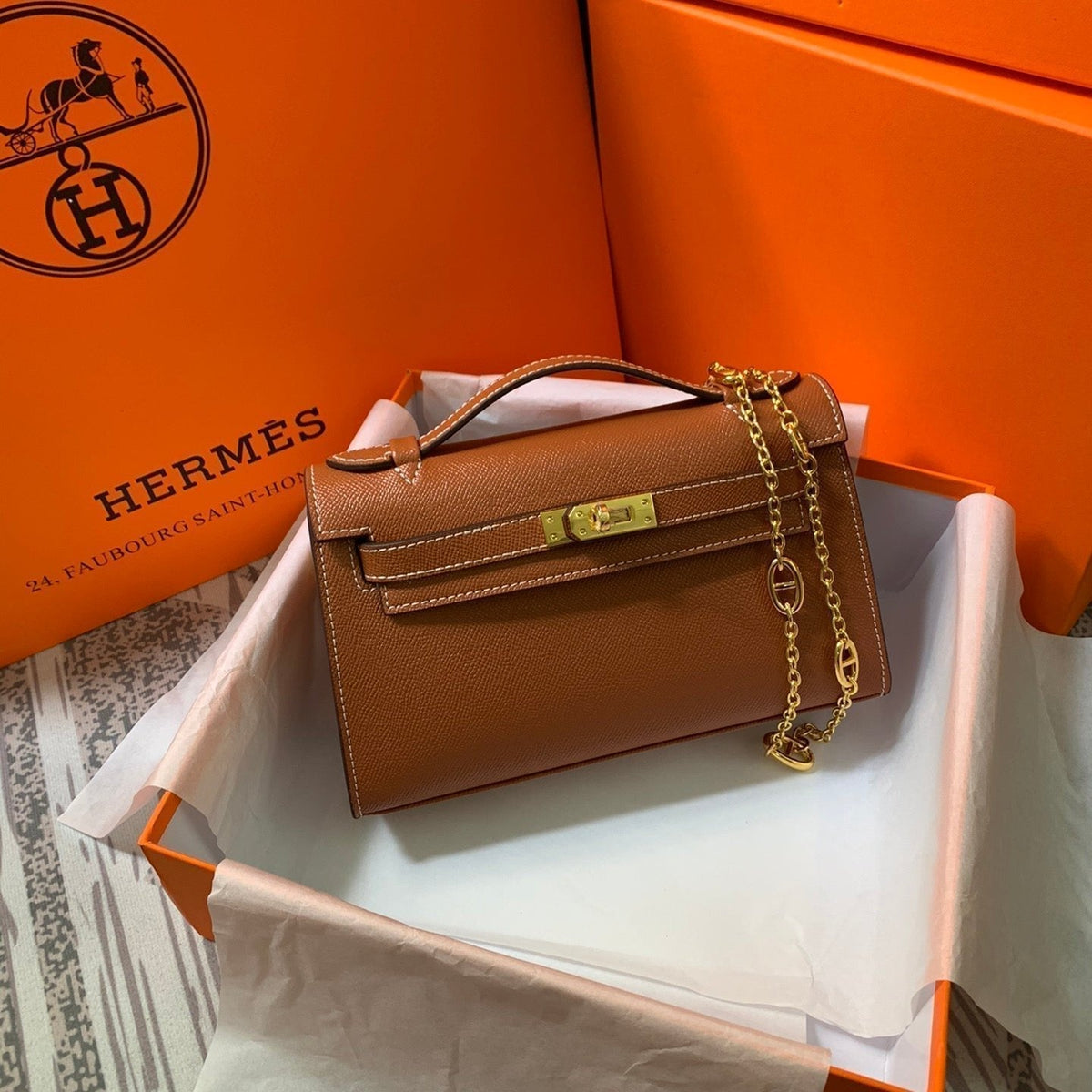 HM KELLY MINI POCHETTE 22 CIDER EPSOM