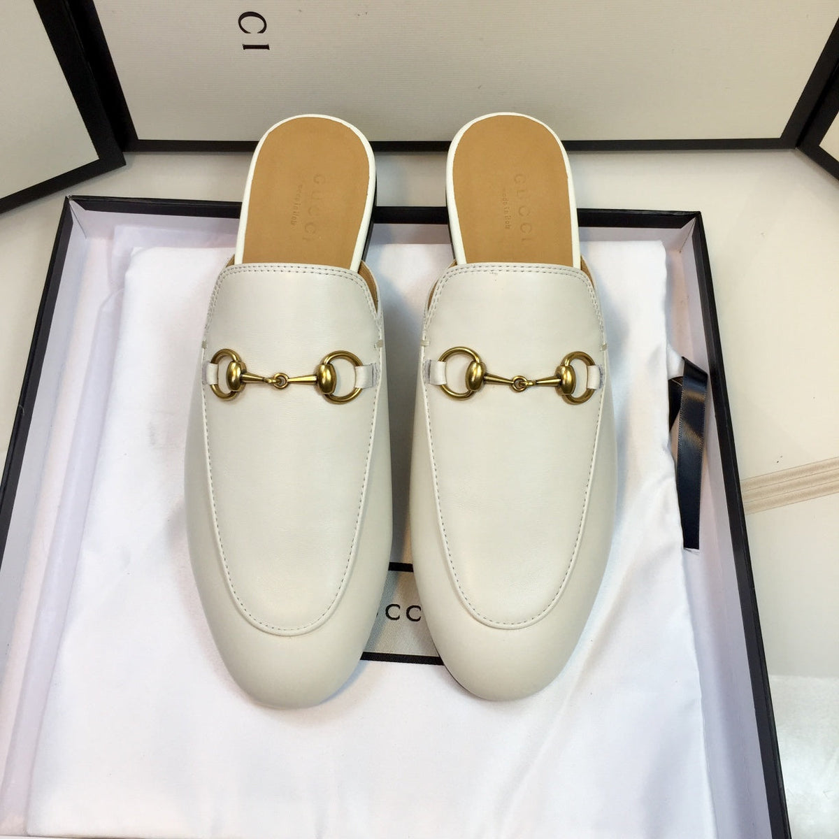 GG SLIPPER PRINCETOWN WHITE CALFSKIN