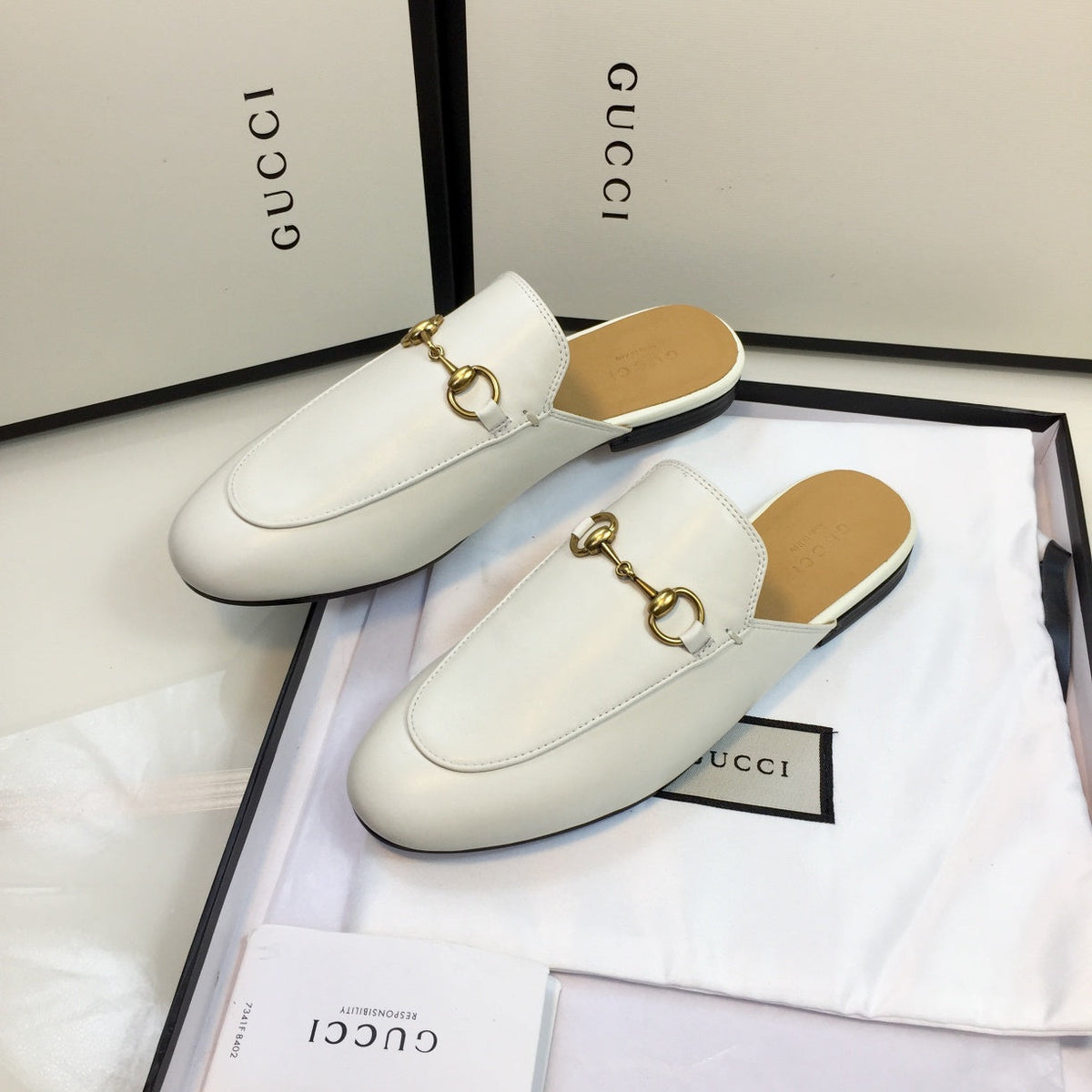 GG SLIPPER PRINCETOWN WHITE CALFSKIN