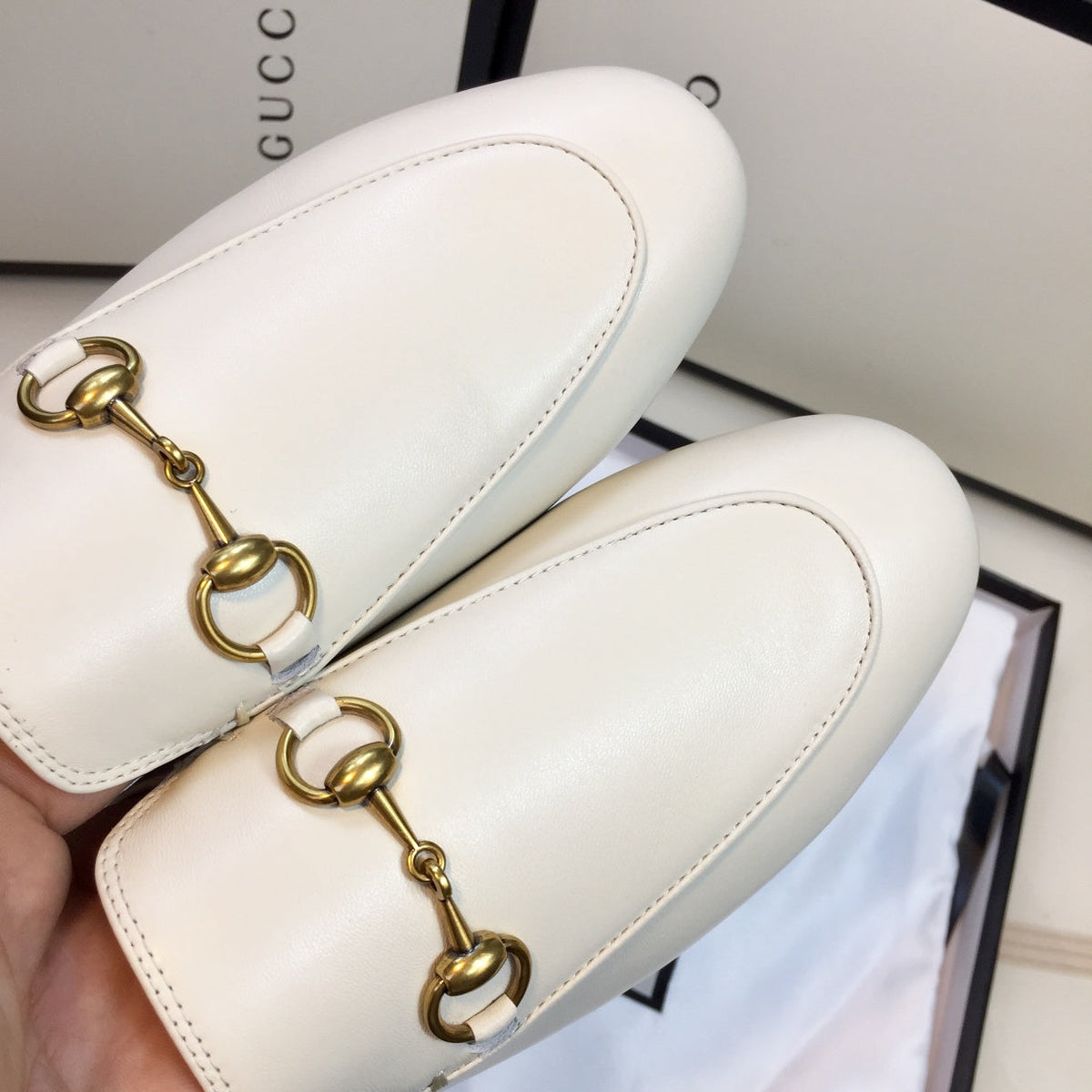GG SLIPPER PRINCETOWN WHITE CALFSKIN