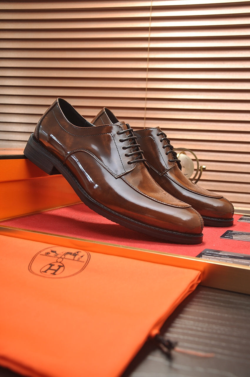 HM BUSINESS LACE UP SHOES CARAMEL CALFSKIN