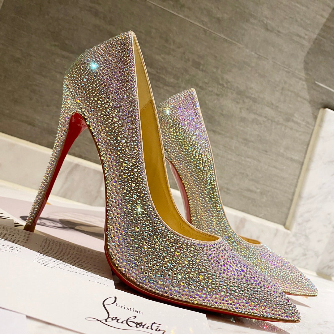 CL Kate Strass Degrade Pumps 100mm Suede Multicolor