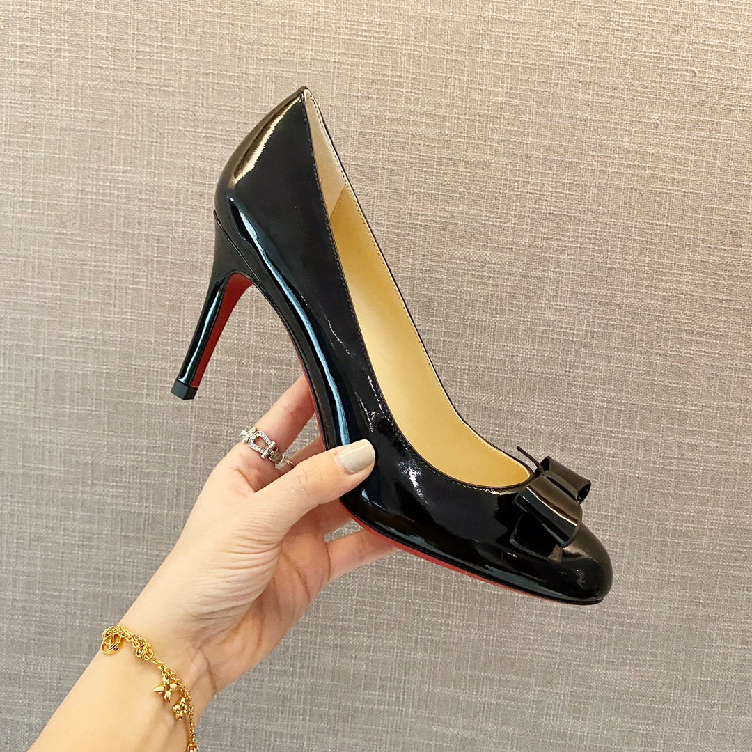 CL Simplenodo Bow Pumps 85mm Patent Leather Black