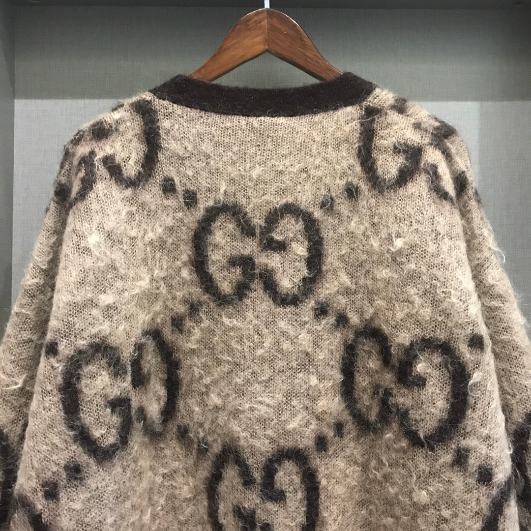 Gucci Cardigan Brown Mohair Wool Blend 306026