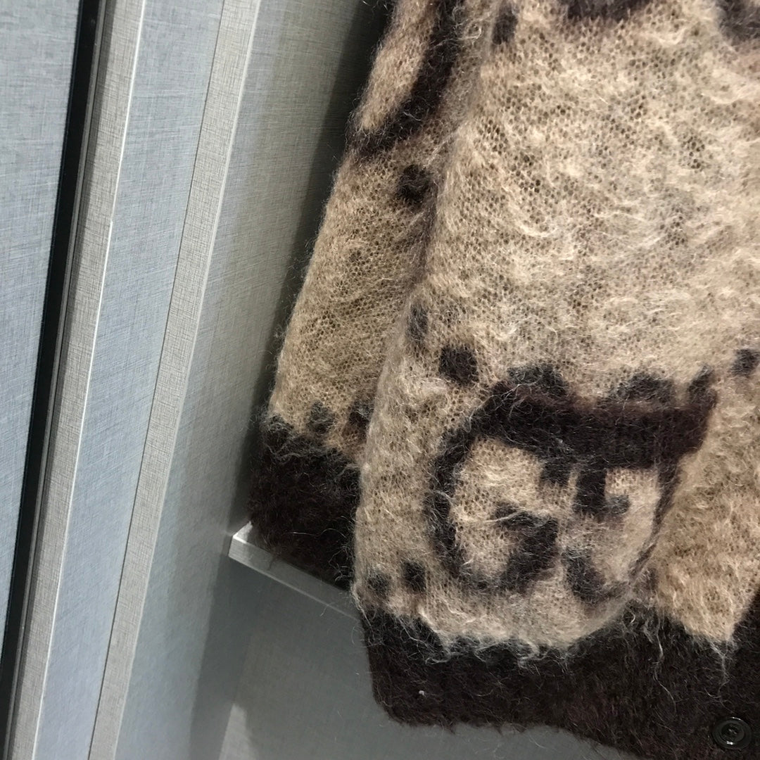 Gucci Cardigan Brown Mohair Wool Blend 306026