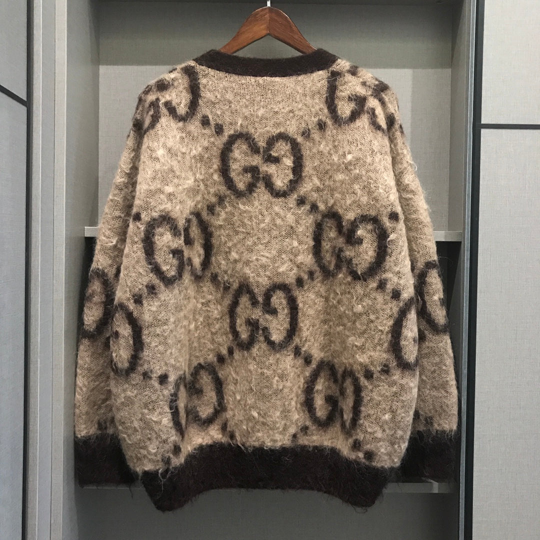 Gucci Cardigan Brown Mohair Wool Blend 306026