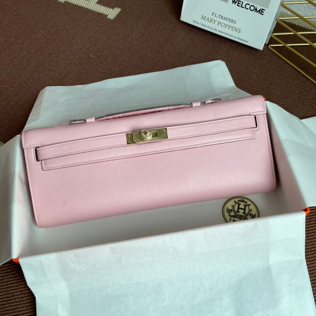 HM Kelly Cut 31cm Flamingo Swift Leather Ghw